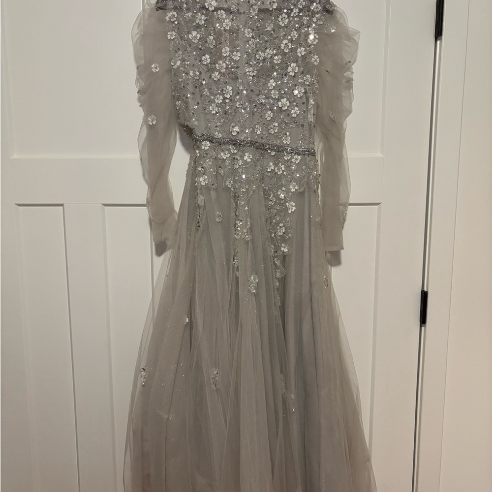 NWT Mac Duggal Dress 20444 // Embellished Gathered Long sleeve A-Line // Size 10 - Picture 8 of 9